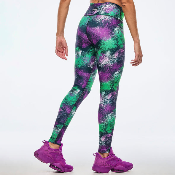 Apres Zumba High Waisted Ankle Leggings - Green/Purple Z1B000677