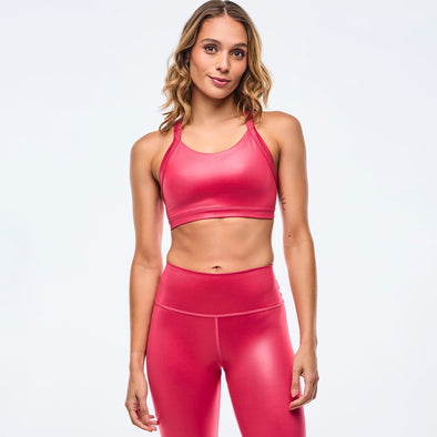 Apres Zumba Shiny Open Back Bra - Deep Pink Z1T001017