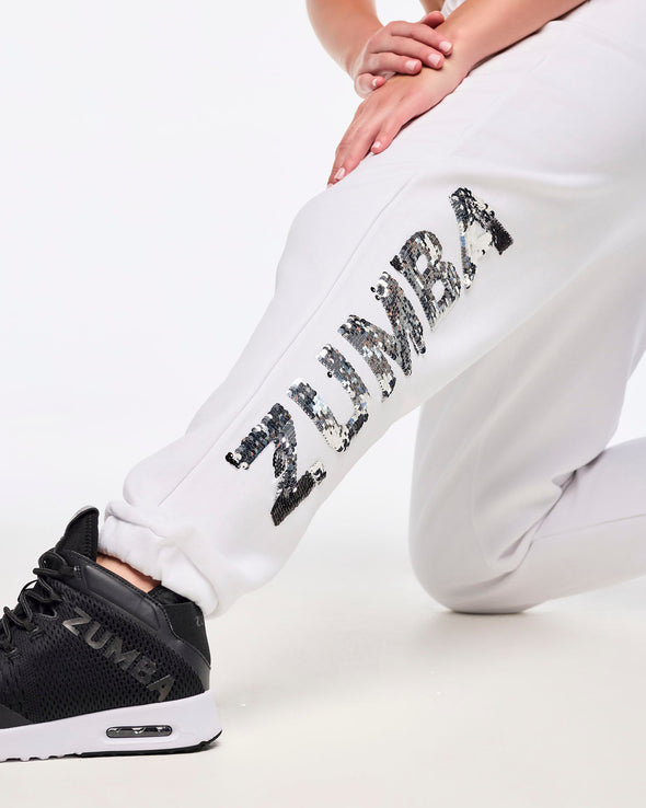 Zumba Sparkle High Waisted Joggers - Wear It Out White Z1B000689