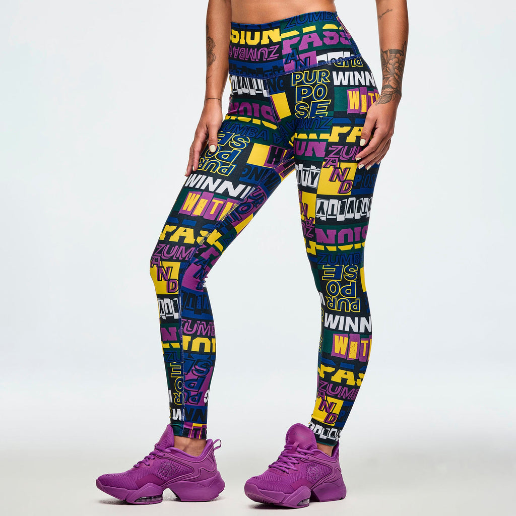 ZW High Waisted Ankle Leggings - Yellow/Black Z1B000692