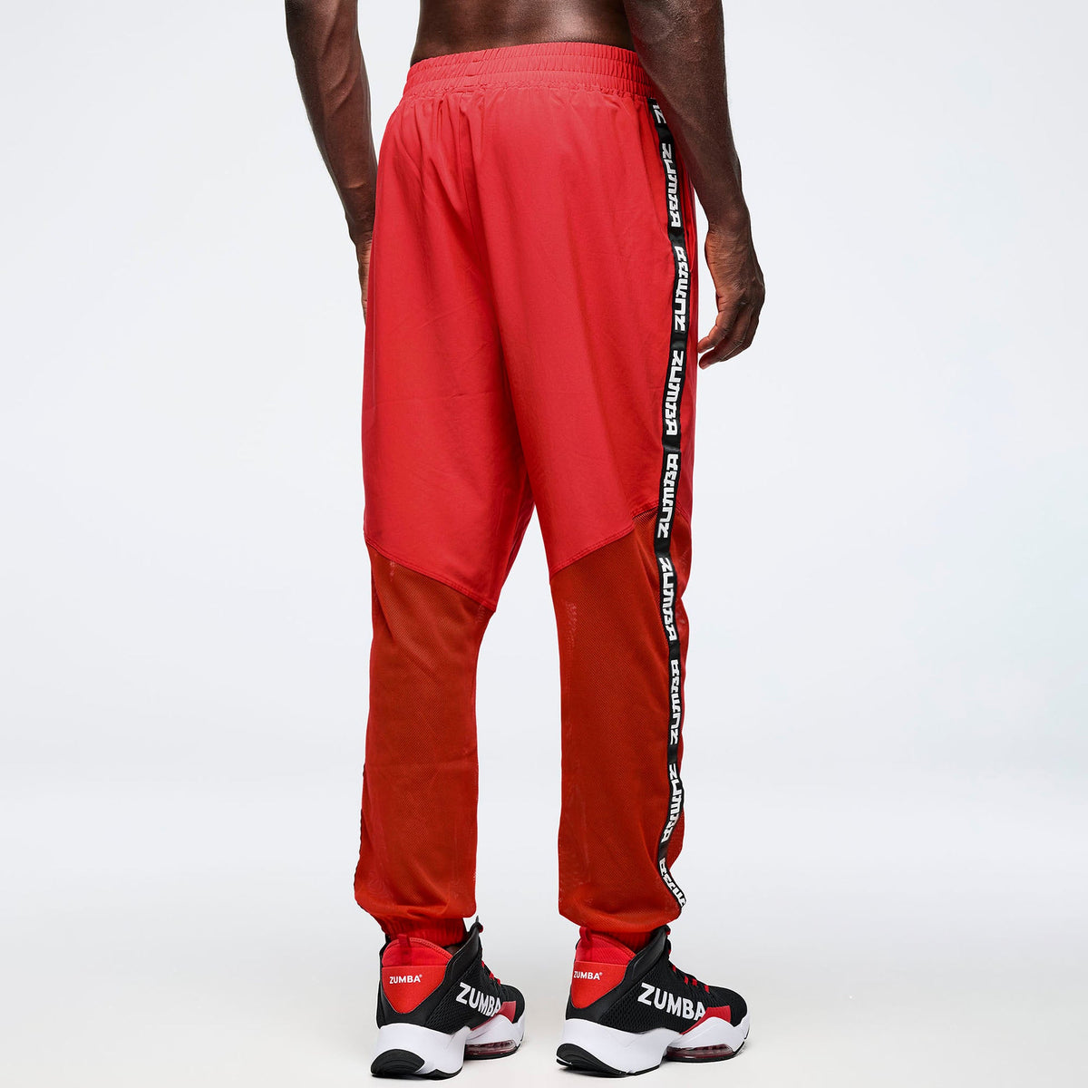 Eastern Flavor High Waisted Woven Track Pants With Mesh - Fuego Red Z1B000708