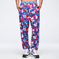 Eastern Flavor Double Waisted Slouch Woven Pants - Blue/Red Z1B000714