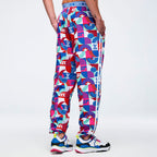 Eastern Flavor Double Waisted Slouch Woven Pants - Blue/Red Z1B000714