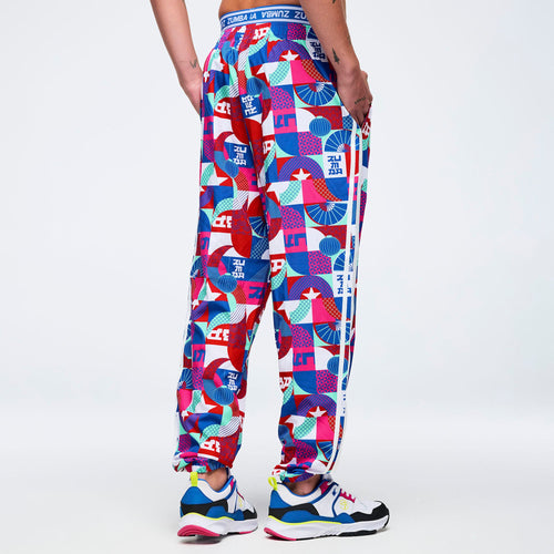 Eastern Flavor Double Waisted Slouch Woven Pants - Blue/Red Z1B000714