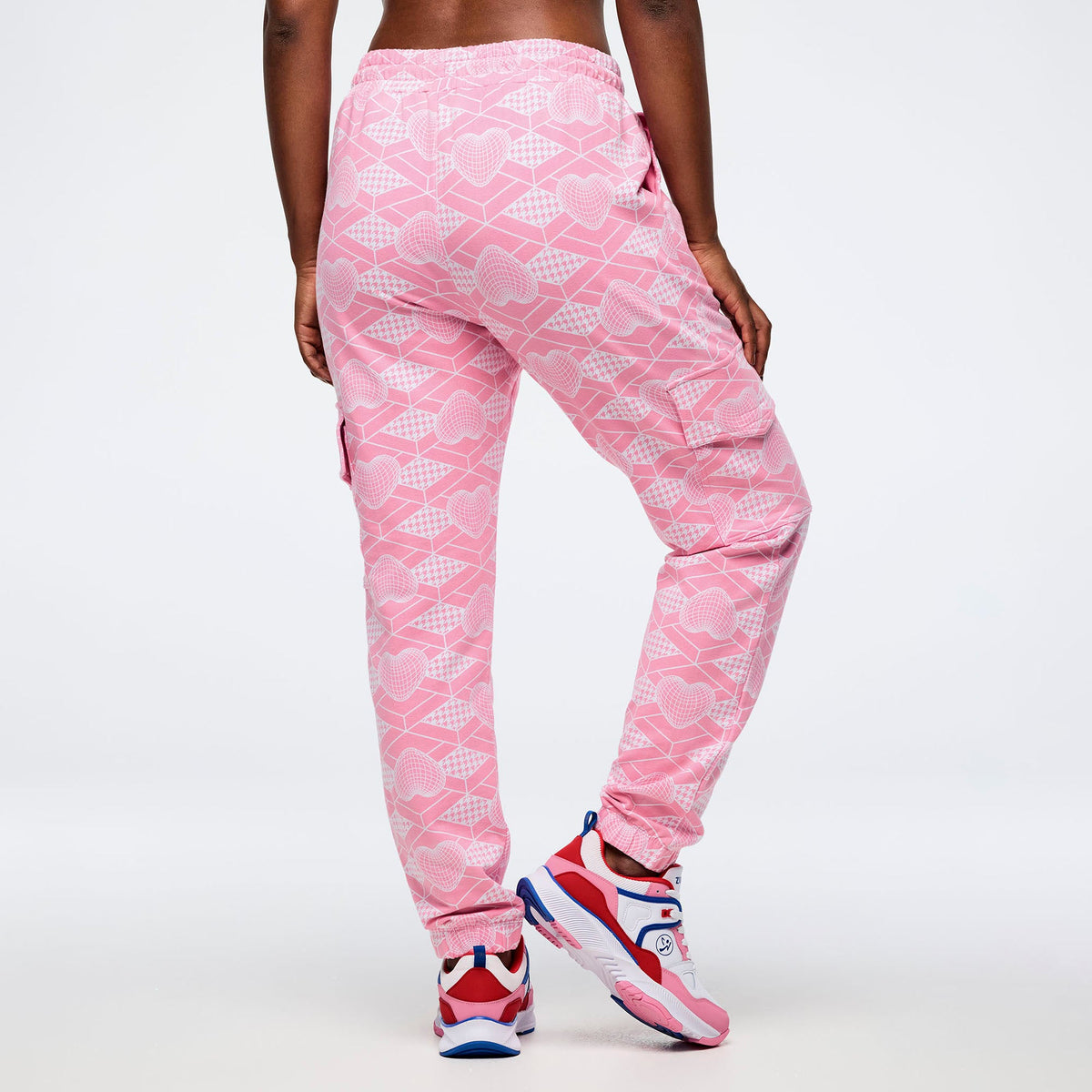 Zumba Amour High Waisted Knit Cargo Pants - Pink/White Z1B000722