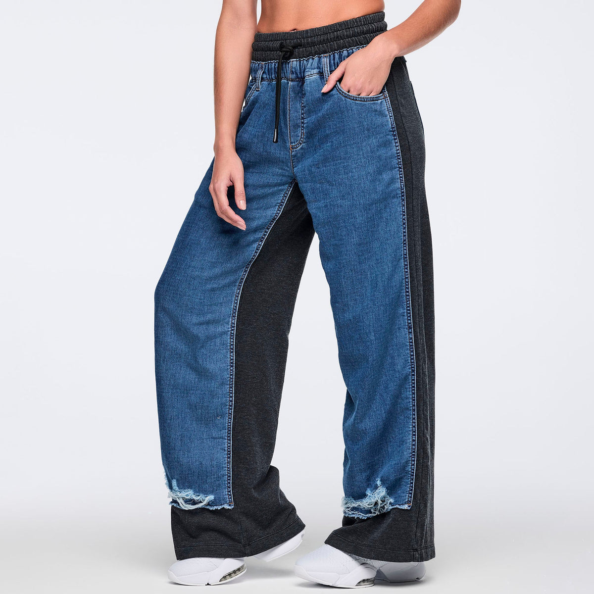 Latin Movement Combo Denim Sweatpants - Bold Black Z1B000743