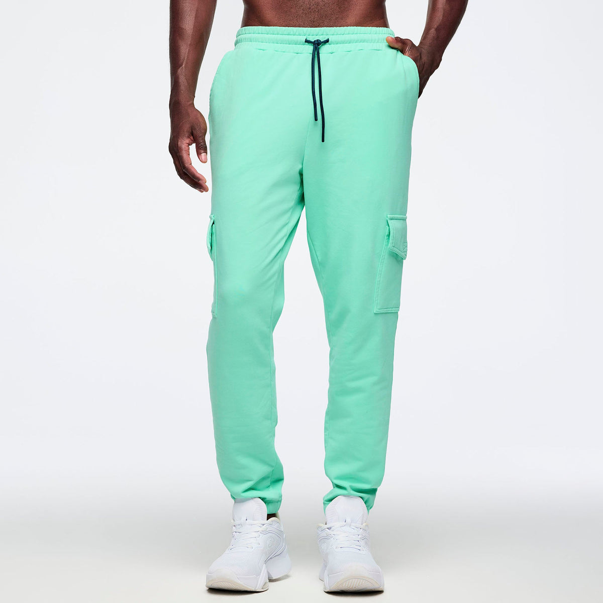 Latin Movement High Waisted Knit Cargo Pants - Mint To Be Z1B000748