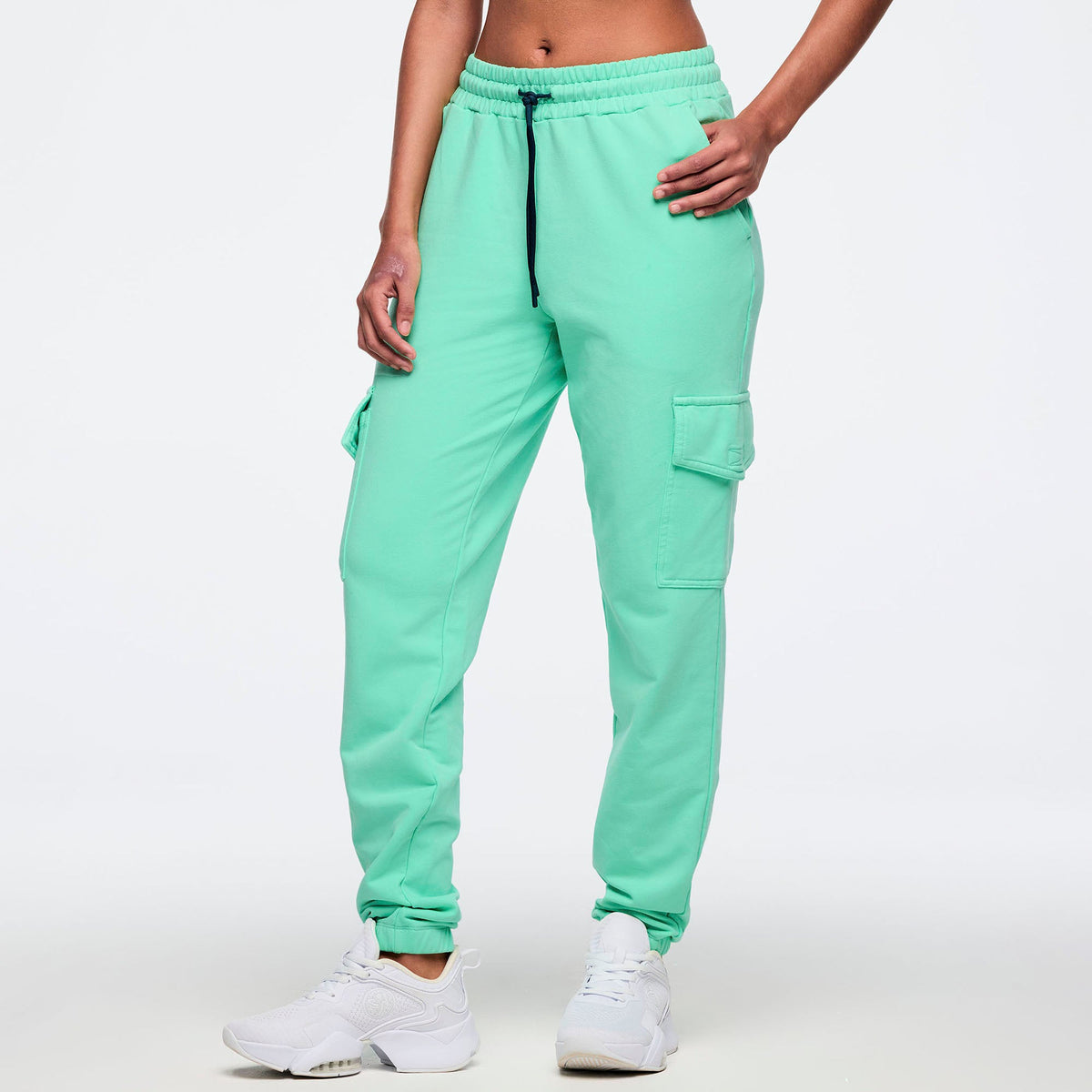 Latin Movement High Waisted Knit Cargo Pants - Mint To Be Z1B000748