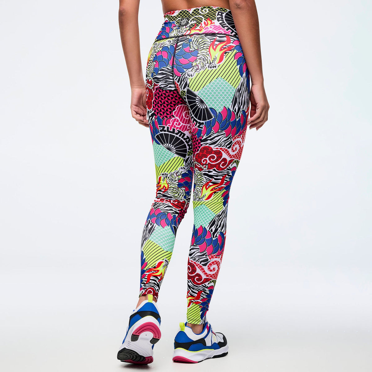 Eastern Flavor Magic High Waisted Ankle Legging - Pink/Yellow Z1B000775
