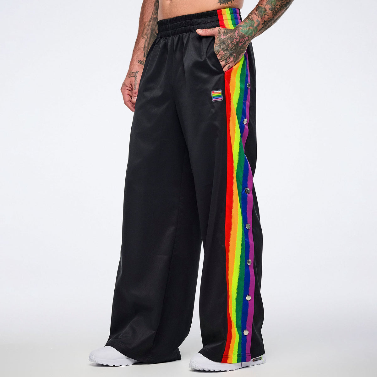 Pride Wide Leg Pants Side Snaps - Bold Black Z1B000783