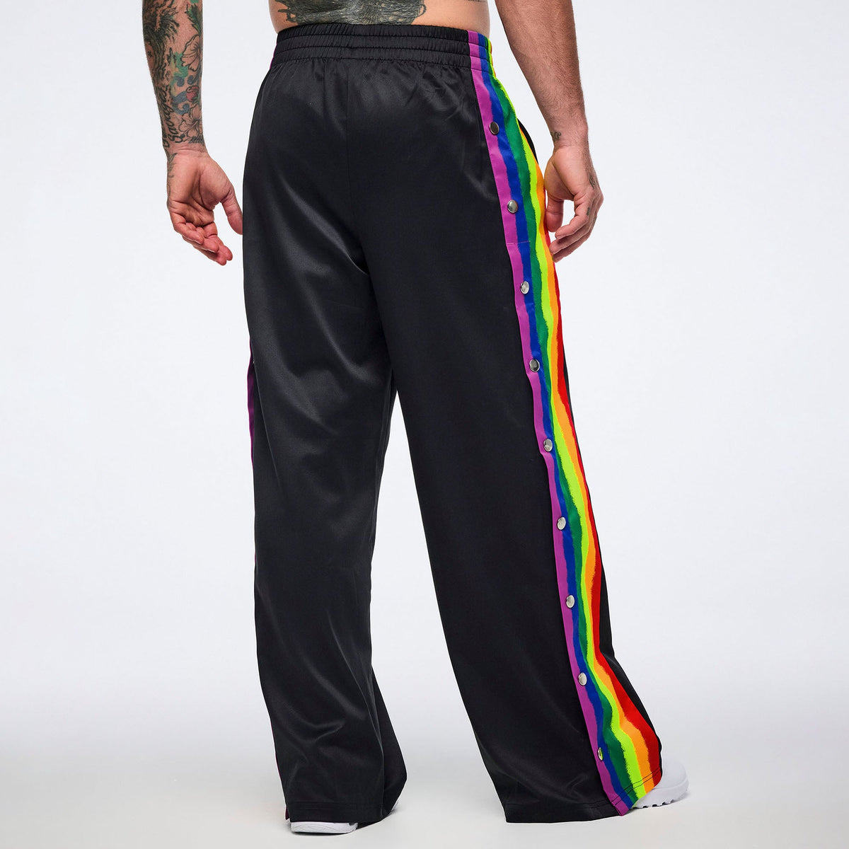 Pride Wide Leg Pants Side Snaps - Bold Black Z1B000783
