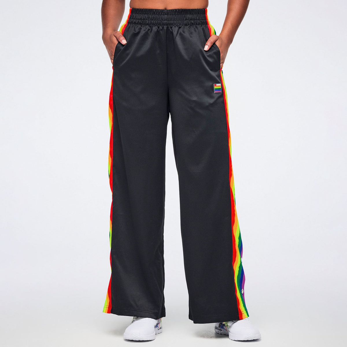 Pride Wide Leg Pants Side Snaps - Bold Black Z1B000783