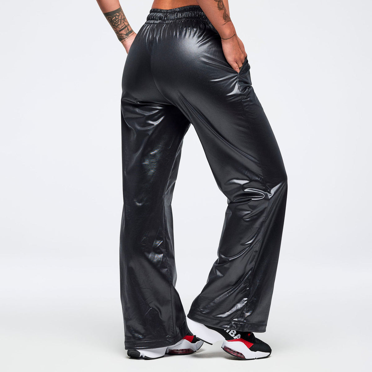 Eastern Flavor Wide Leg Track Pants - Bold Black Z1B000787