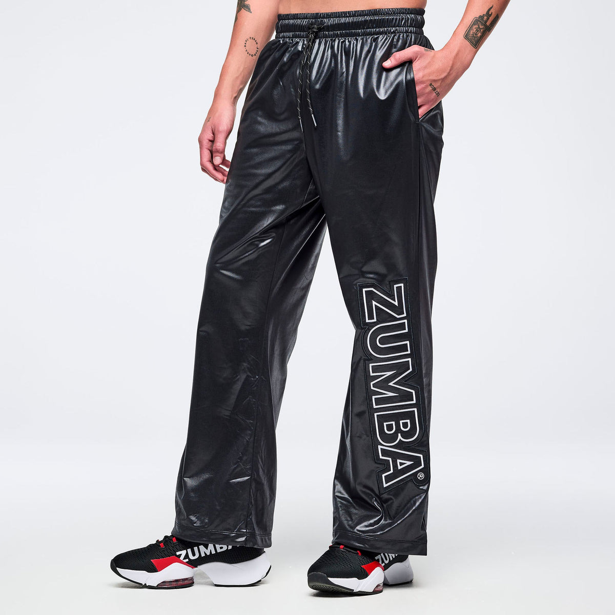 Eastern Flavor Wide Leg Track Pants - Bold Black Z1B000787