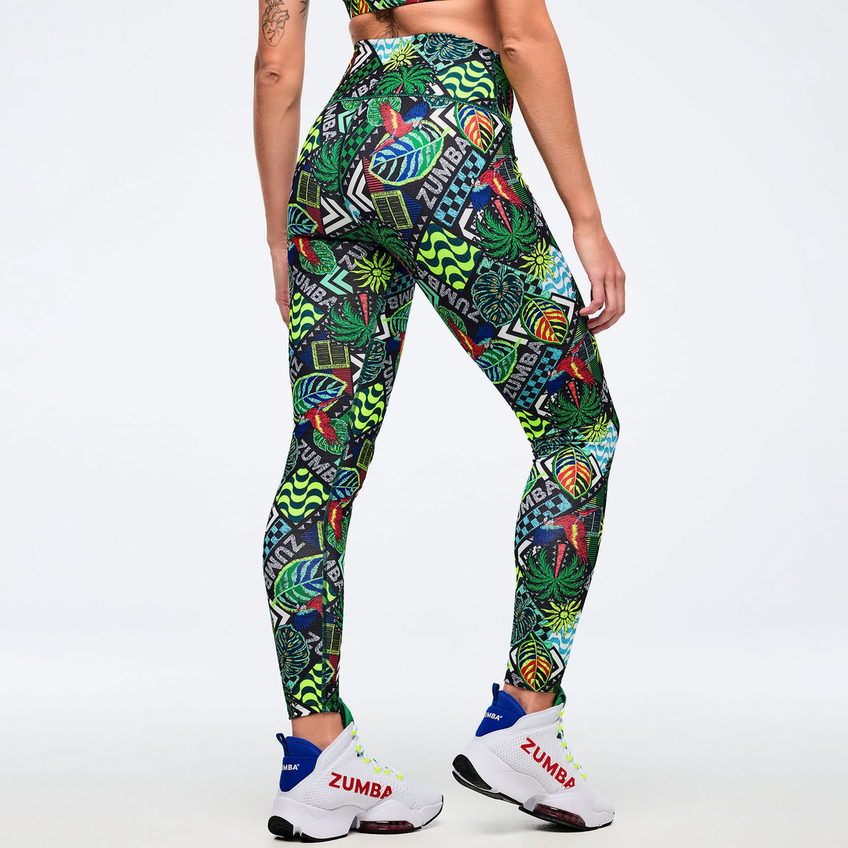 Latin Movement Z-Lift High Waisted Ankle Leggings - Black/Green Z1B000790