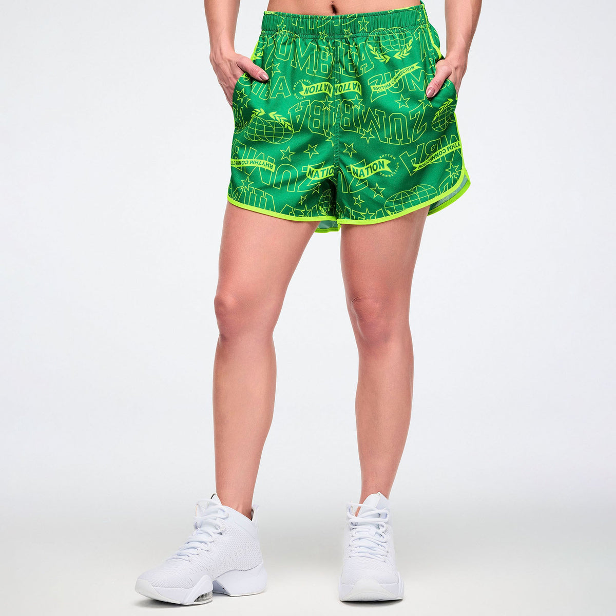 Worldwide Woven Shorts - Green/Yellow Z1B000802