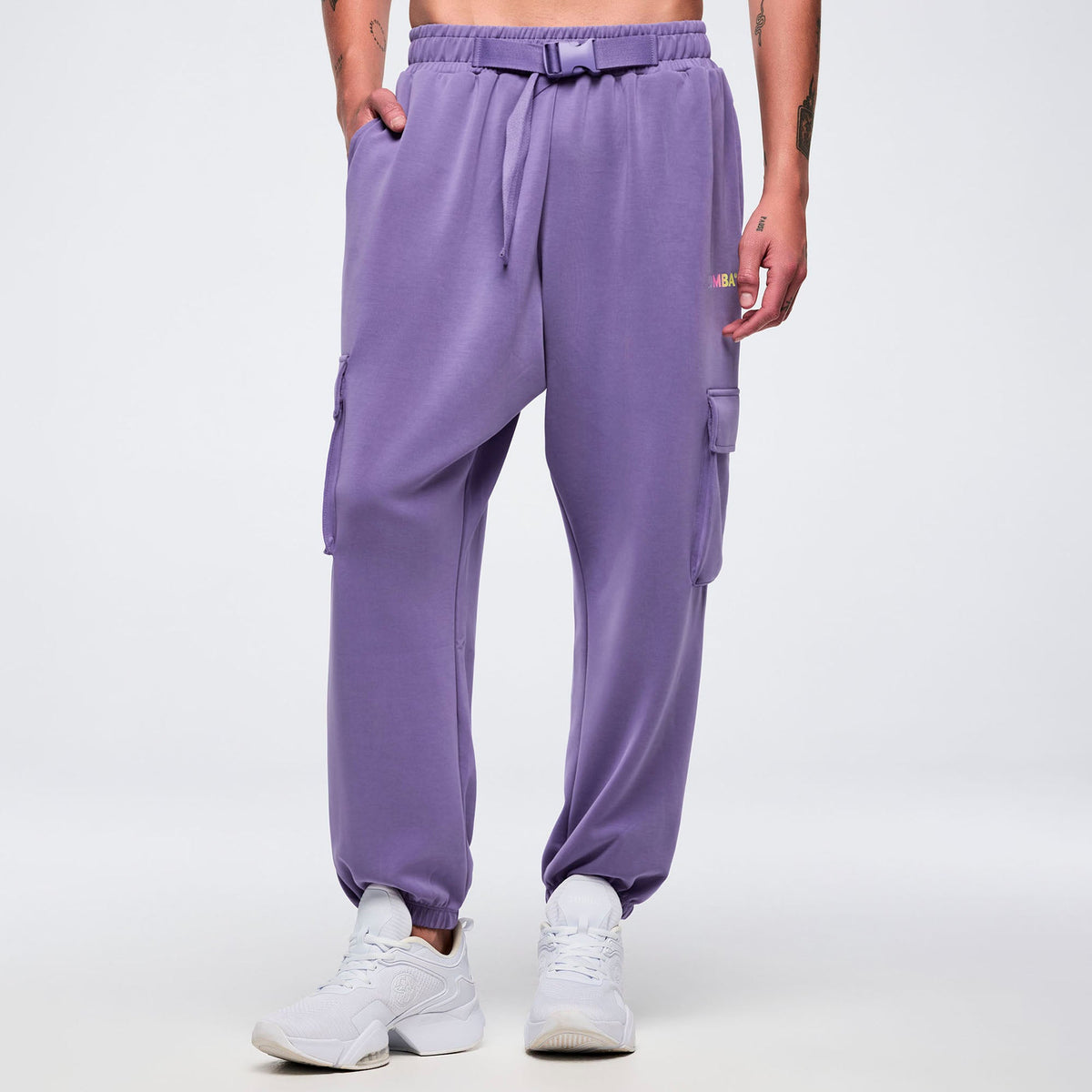 Pastel Modal Slouch Cargo Pants With Belt - Lilac Haze Z1B000804