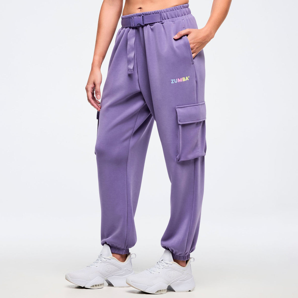 Pastel Modal Slouch Cargo Pants With Belt - Lilac Haze Z1B000804