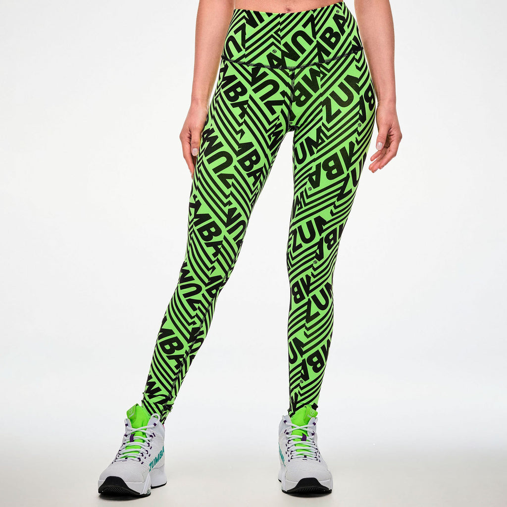 Electric Feel Z-Lift High Waisted Ankle Leggings - Green/Black Z1B000858