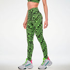 Electric Feel Z-Lift High Waisted Ankle Leggings - Green/Black Z1B000858