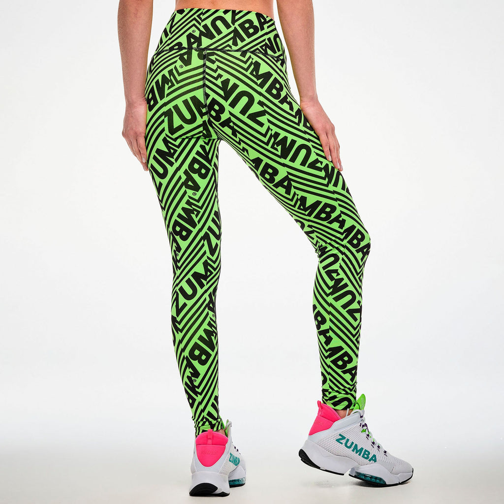 Electric Feel Z-Lift High Waisted Ankle Leggings - Green/Black Z1B000858