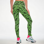 Electric Feel Z-Lift High Waisted Ankle Leggings - Green/Black Z1B000858