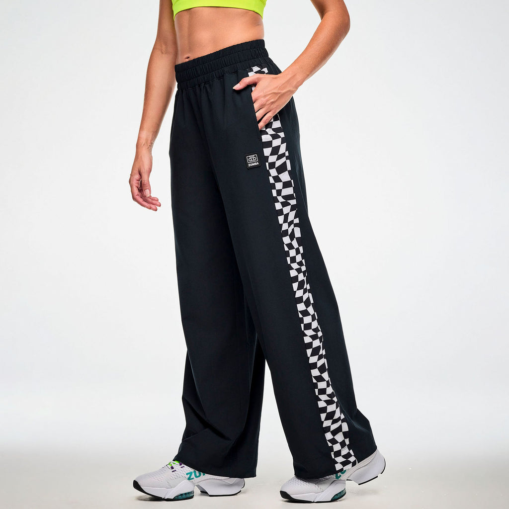 Electric Feel Wide Track Pants -  Black/White Z1B000861