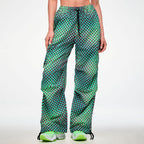 Electric Feel Woven Oversized Cargo Pants - Green/Pink Z1B000862