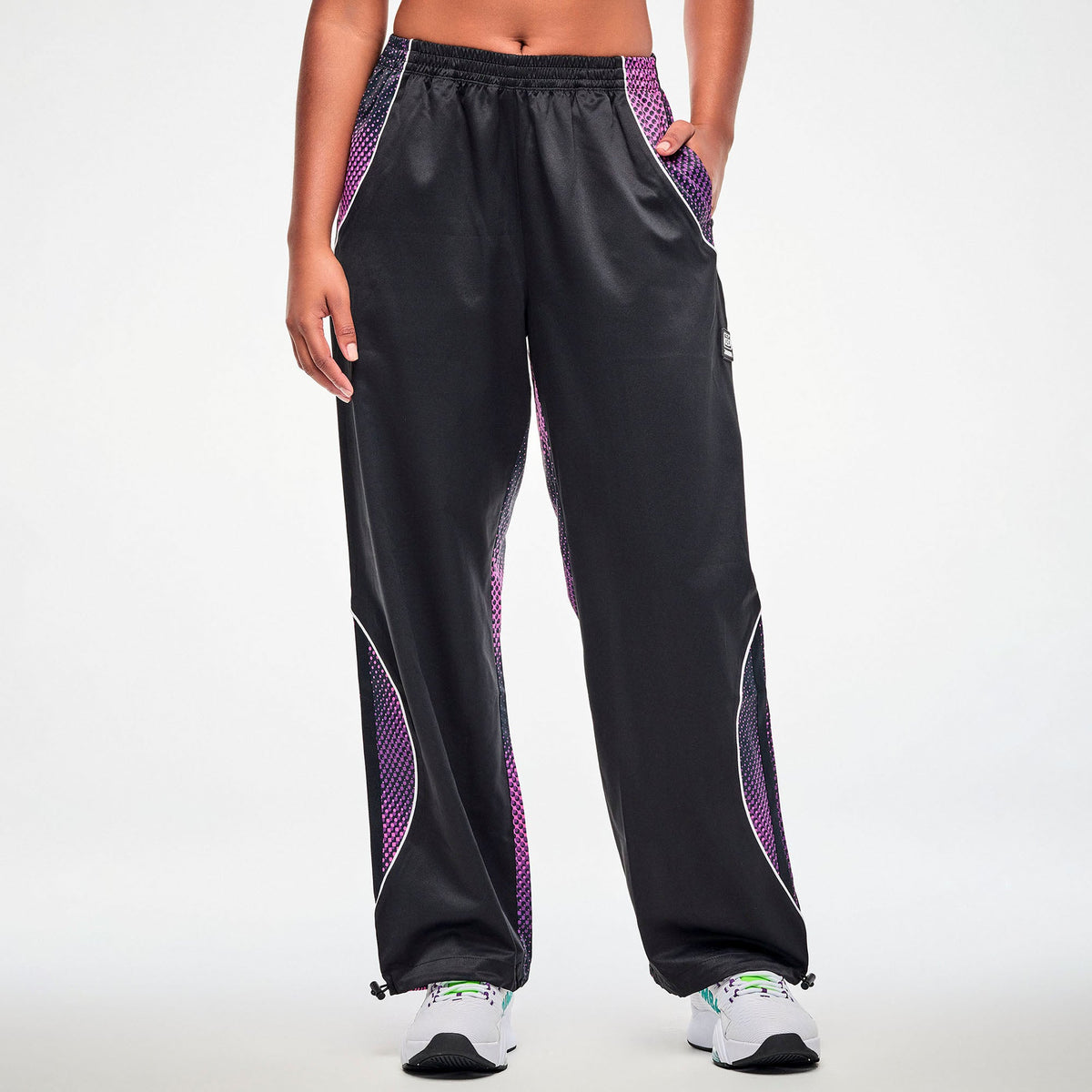 Electric Feel Curvy Track Pants - Black/Pink Z1B000864