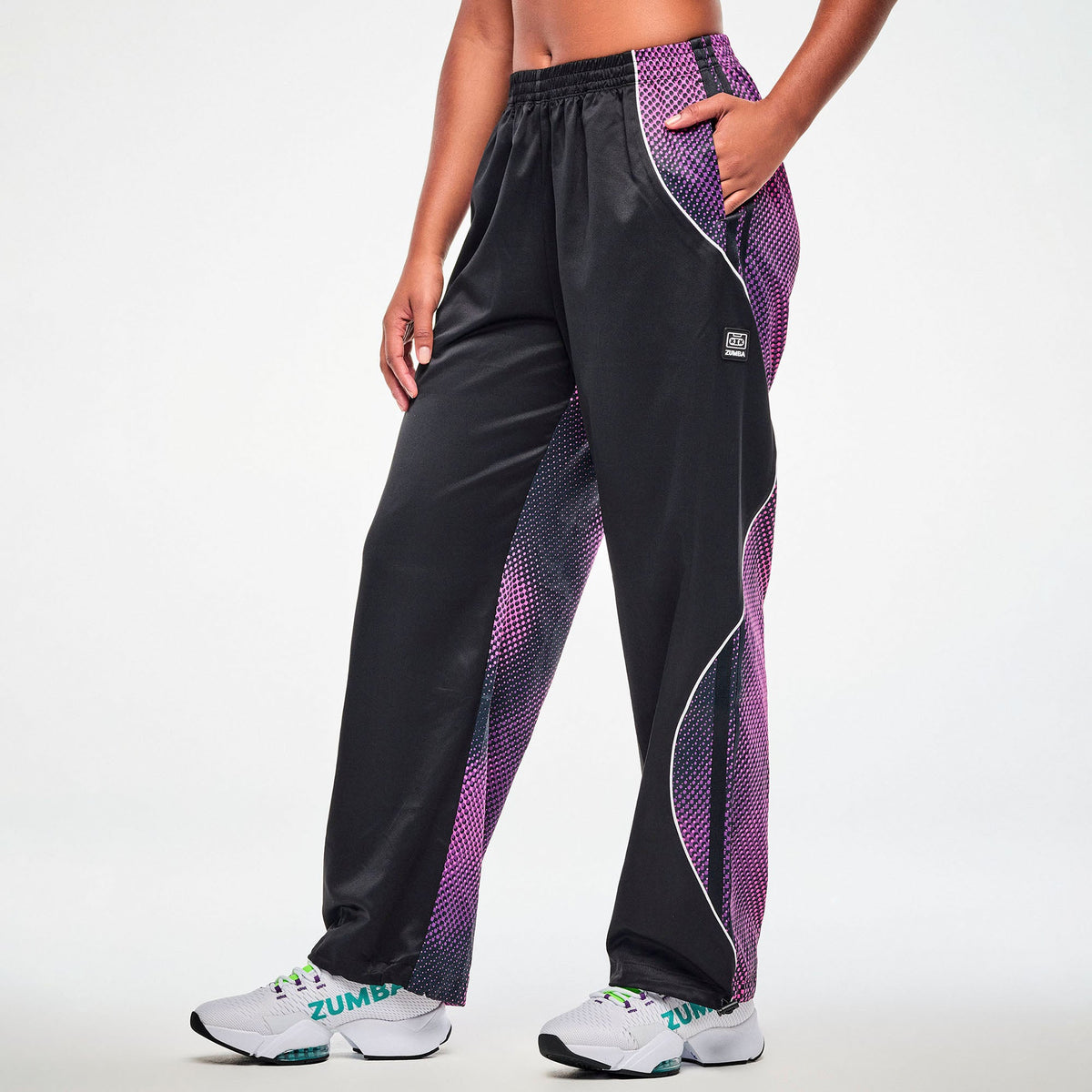 Electric Feel Curvy Track Pants - Black/Pink Z1B000864