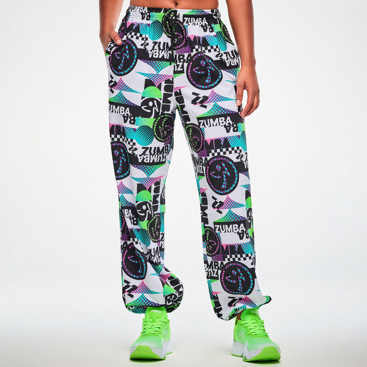 Electric Feel Slouch Woven Pants - White/Black Z1B000868