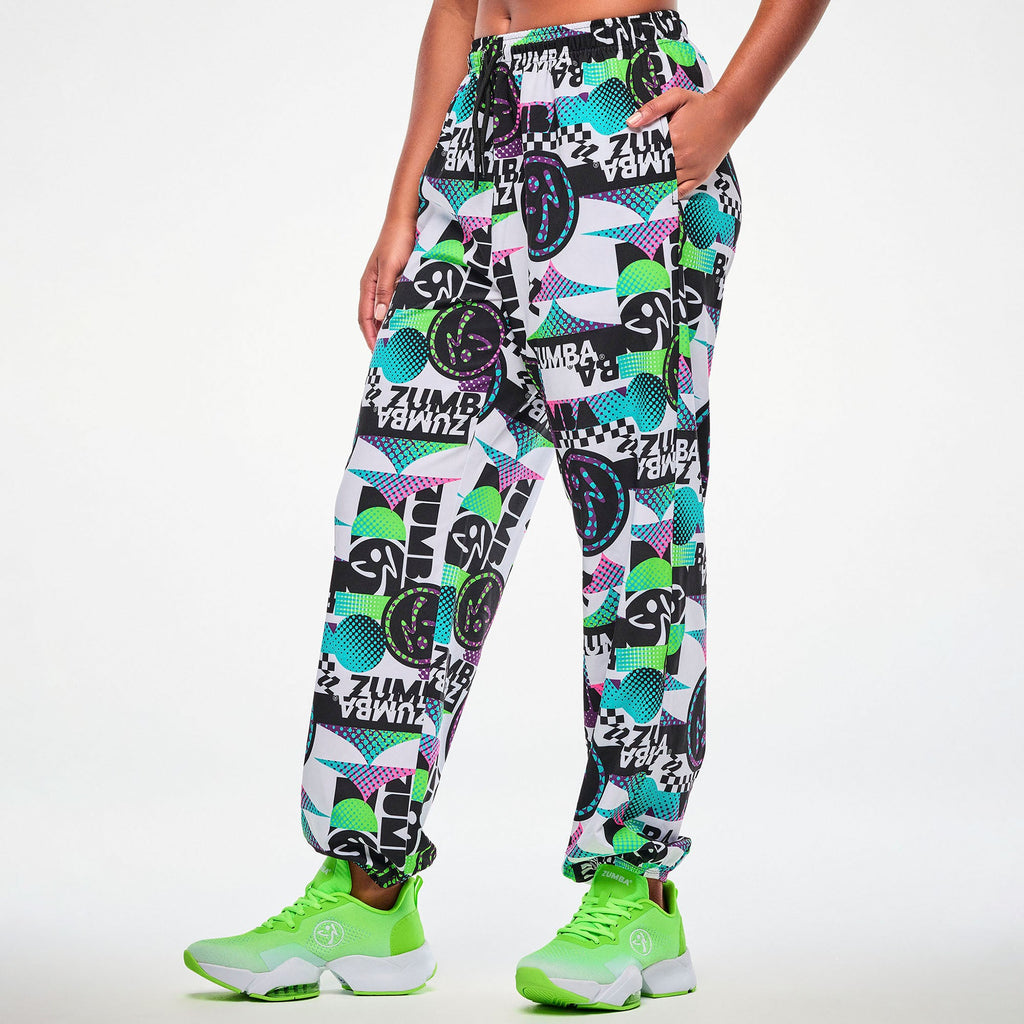 Electric Feel Slouch Woven Pants - White/Black Z1B000868