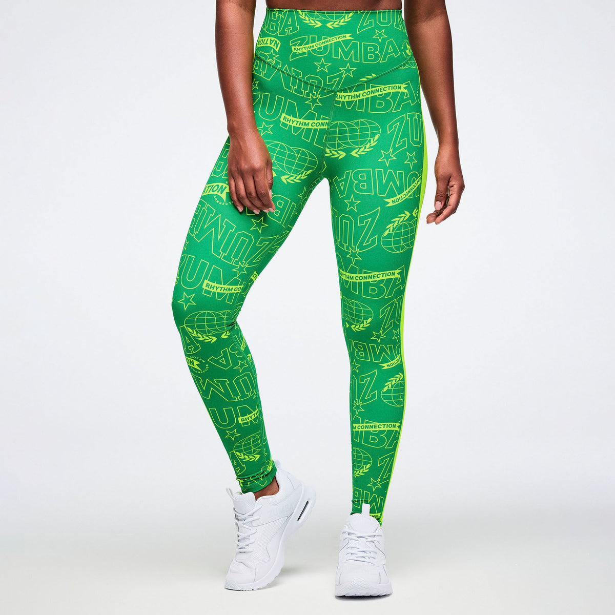 Worldwide Ultra High Waisted Ankle Leggings - Green/Yellow Z1B000874
