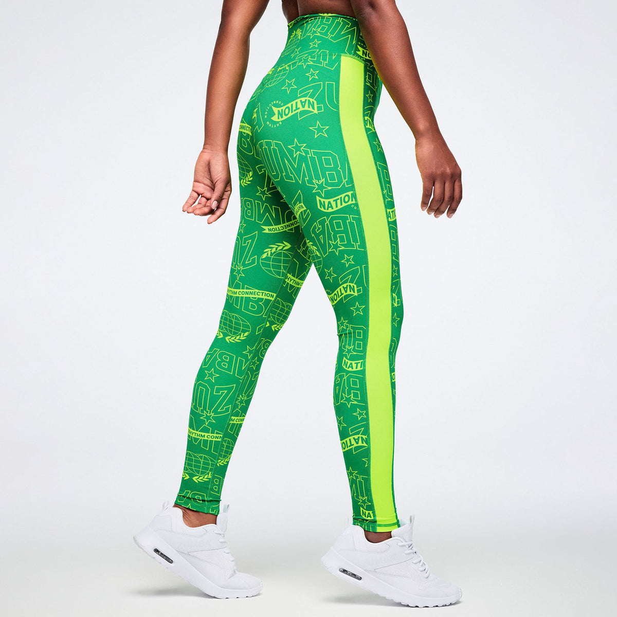 Worldwide Ultra High Waisted Ankle Leggings - Green/Yellow Z1B000874