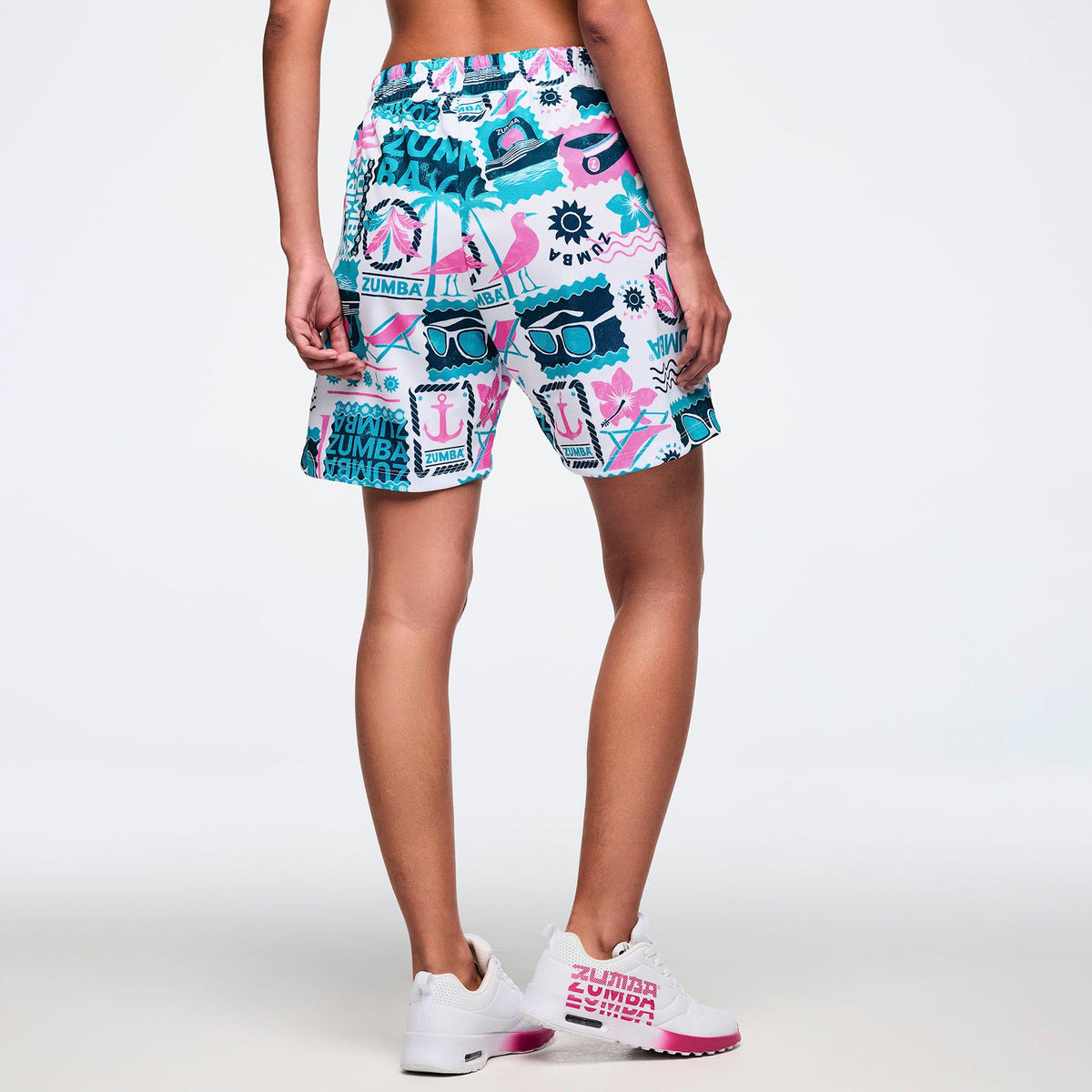 Zumba Cruise Mesh Shorts - White/Blue Z1B000879