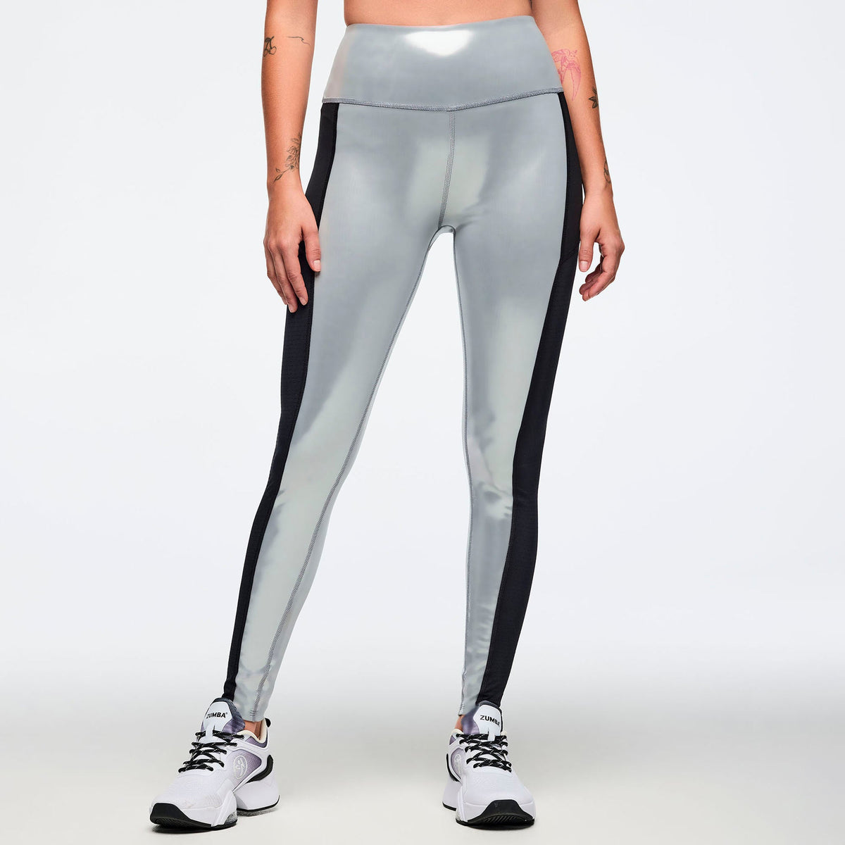 Zumba 25 High Waisted Ankle Leggings With Inserts - Black/Silver Z1B000884