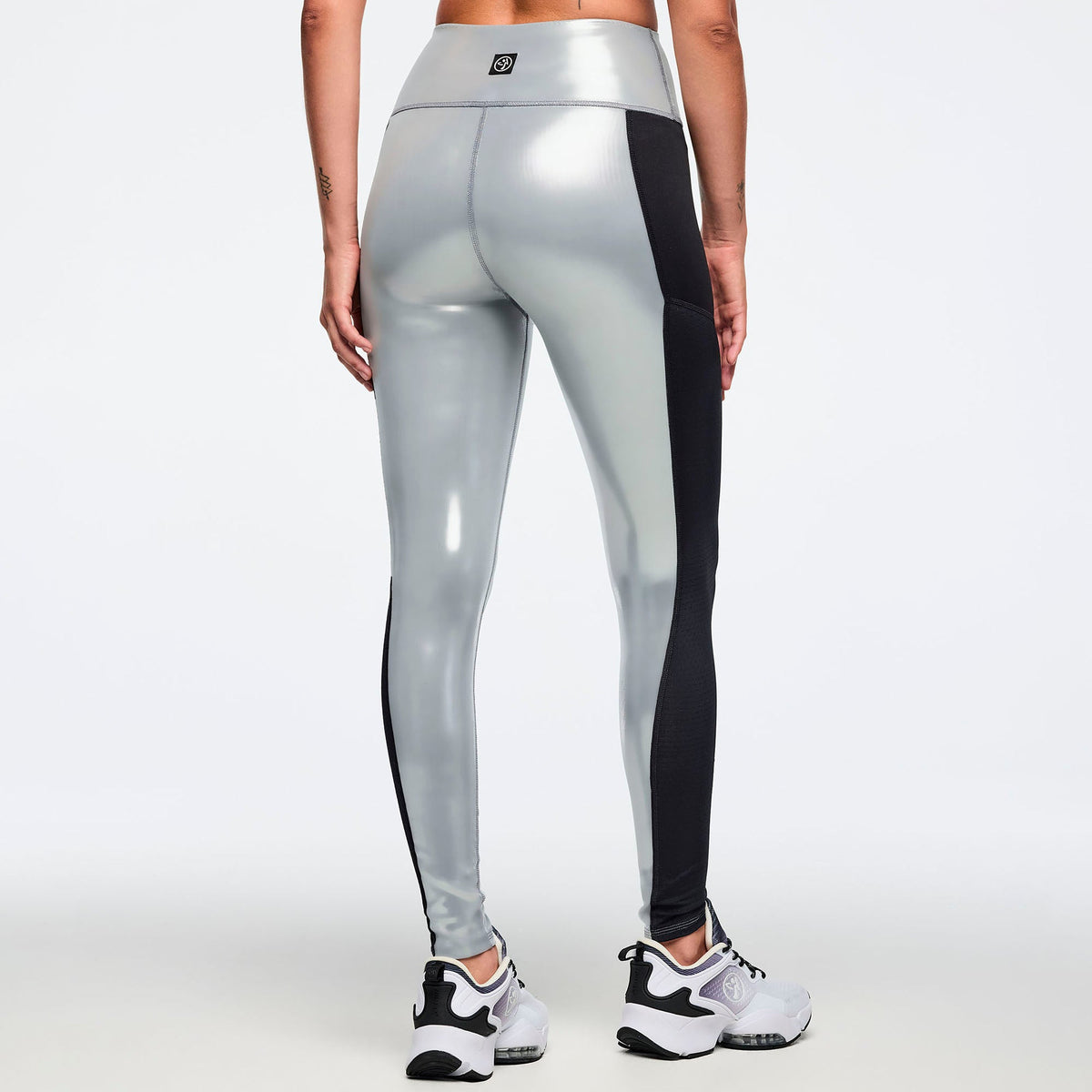 Zumba 25 High Waisted Ankle Leggings With Inserts - Black/Silver Z1B000884