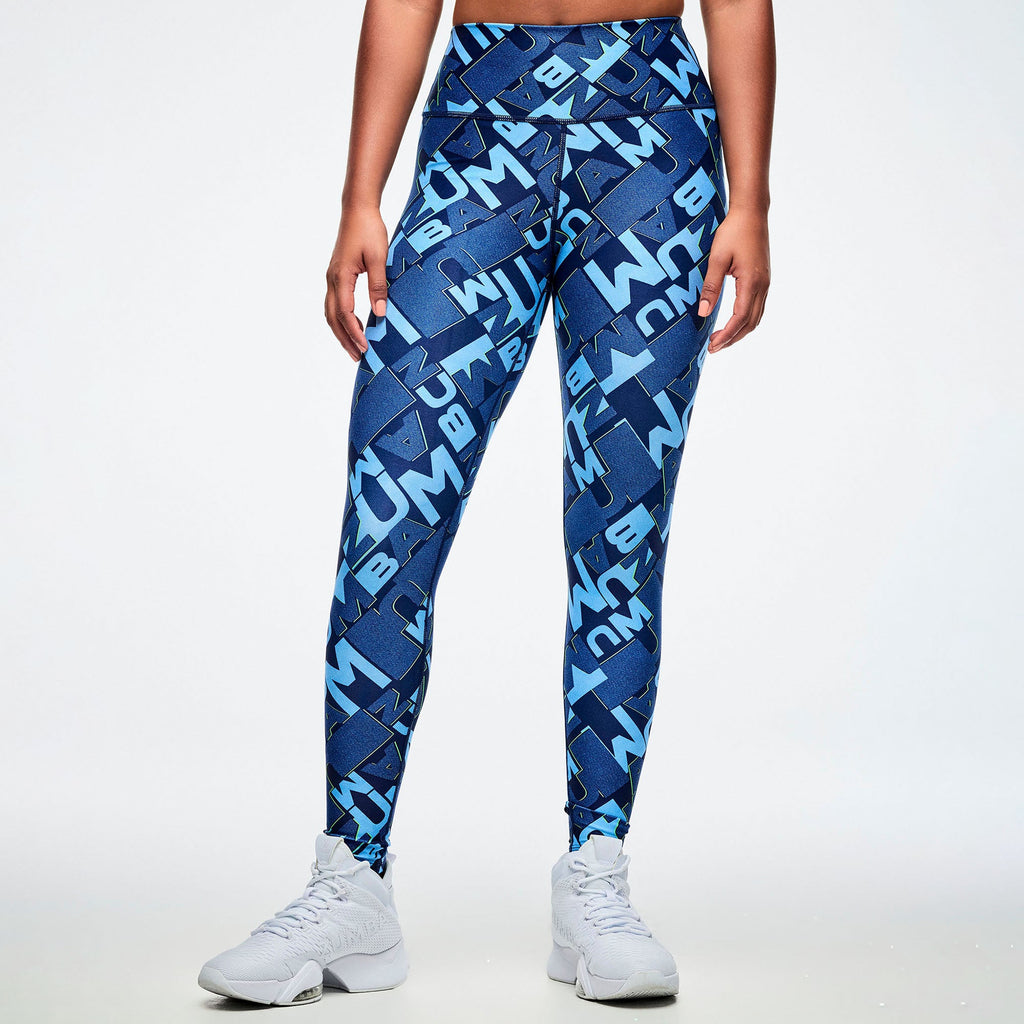 Jean Jamz High Waisted Ankle Leggings - Navy/Light Blue Z1B000889