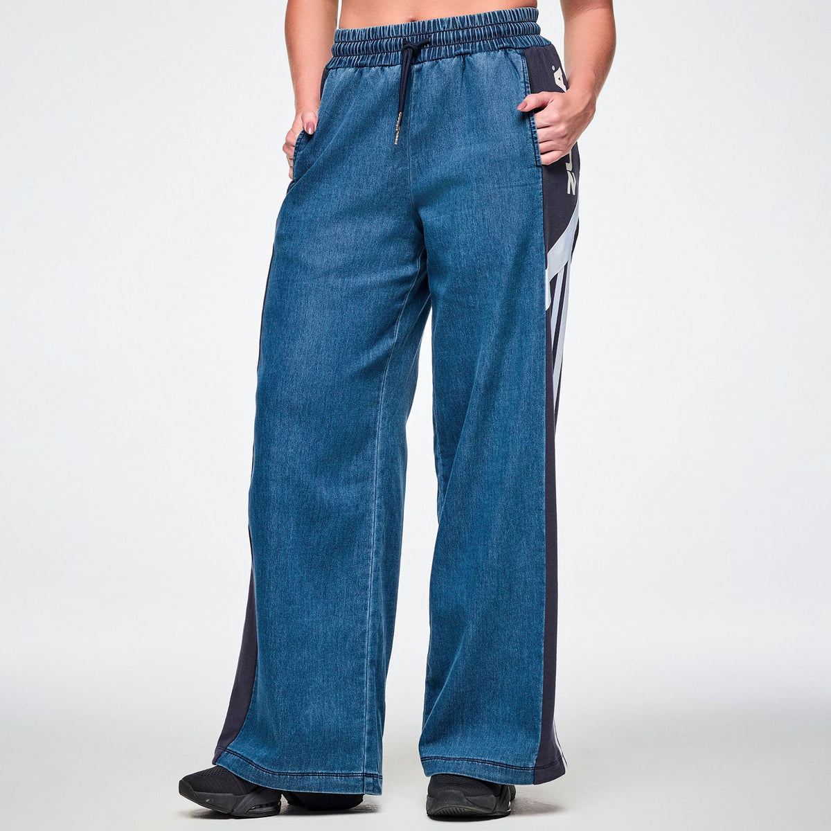 Jean Jamz Wide Leg Combo Pants - Denim Z1B000891