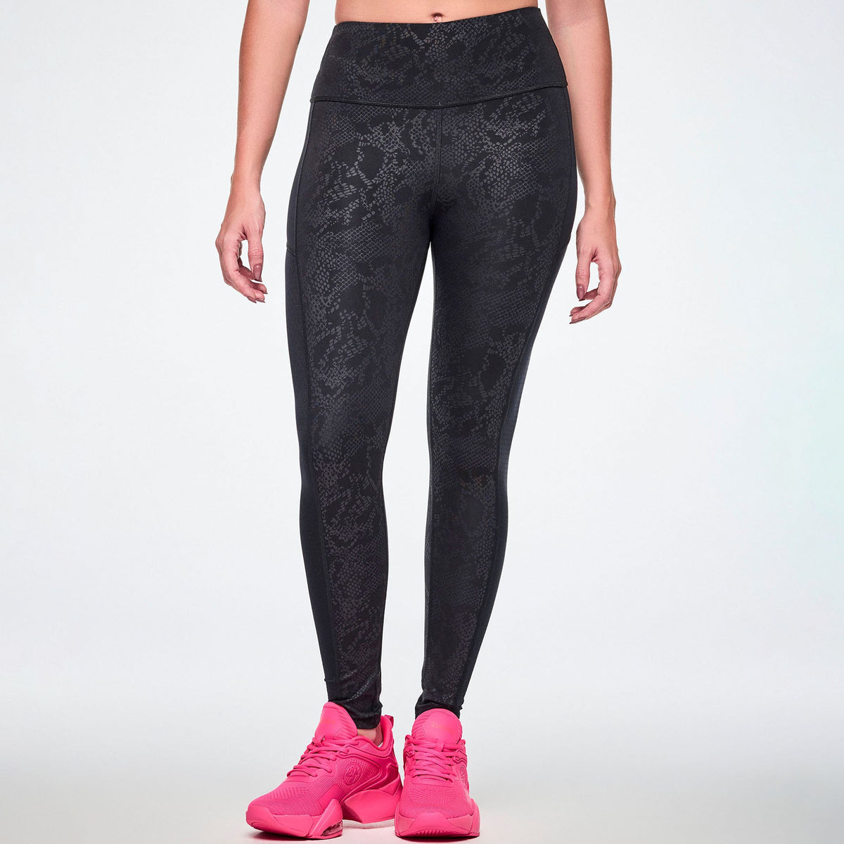 Rock 'n' Roll High Waisted Ankle Leggings With Mesh - Bold Black Z1B000901