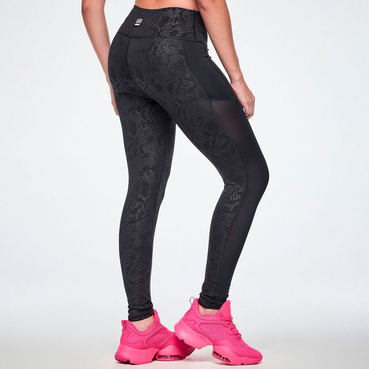 Rock 'n' Roll High Waisted Ankle Leggings With Mesh - Bold Black Z1B000901
