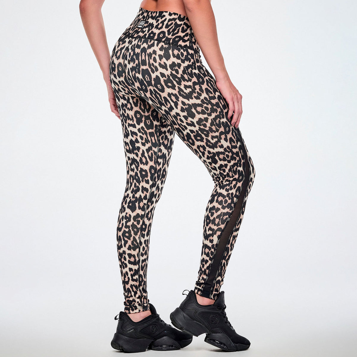 Rock 'n' Roll Z-Lift High Waisted Ankle Leggings With Mesh -  Black/Tan Z1B000902