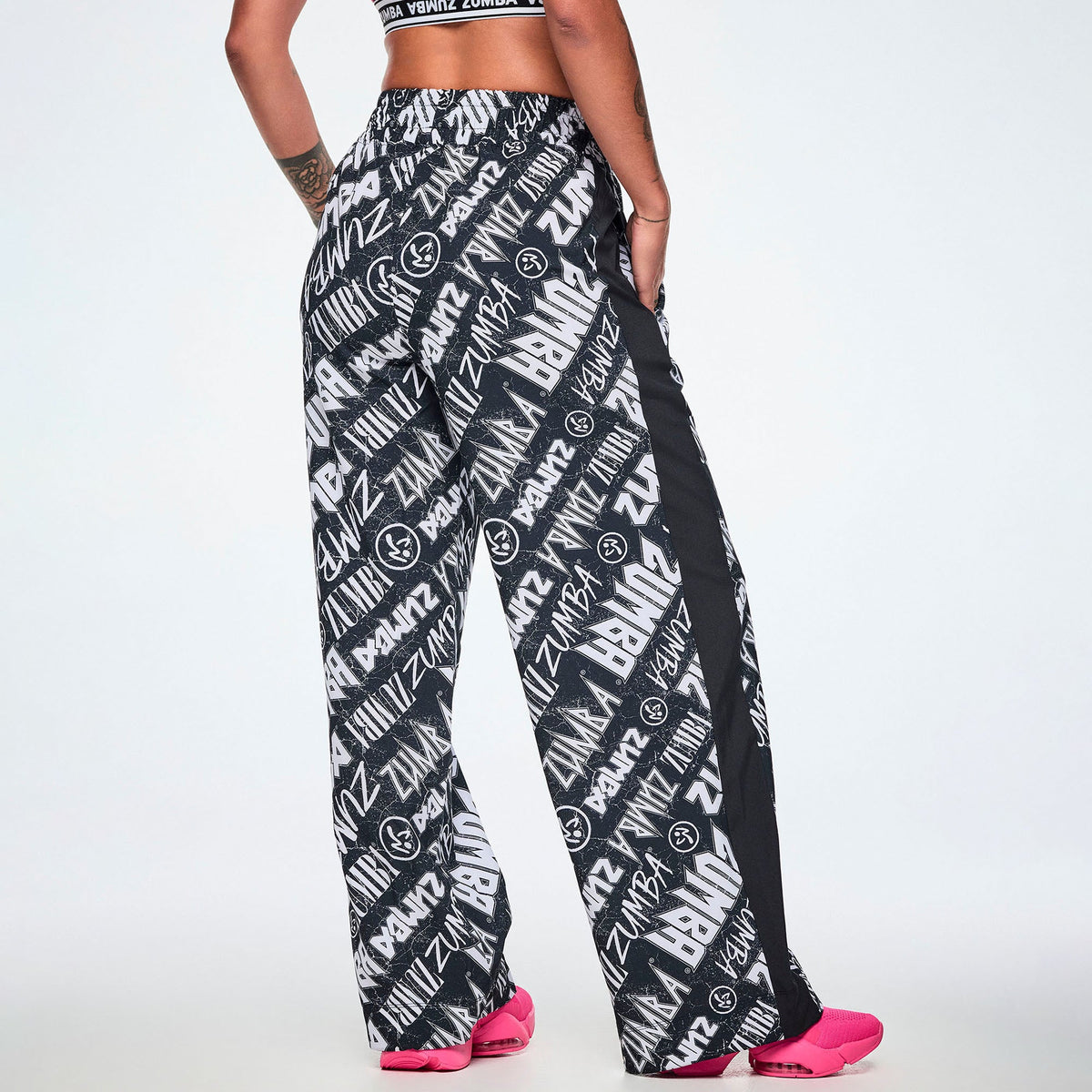 Rock 'n' Roll Wide Track Pants - Black/White Z1B000905