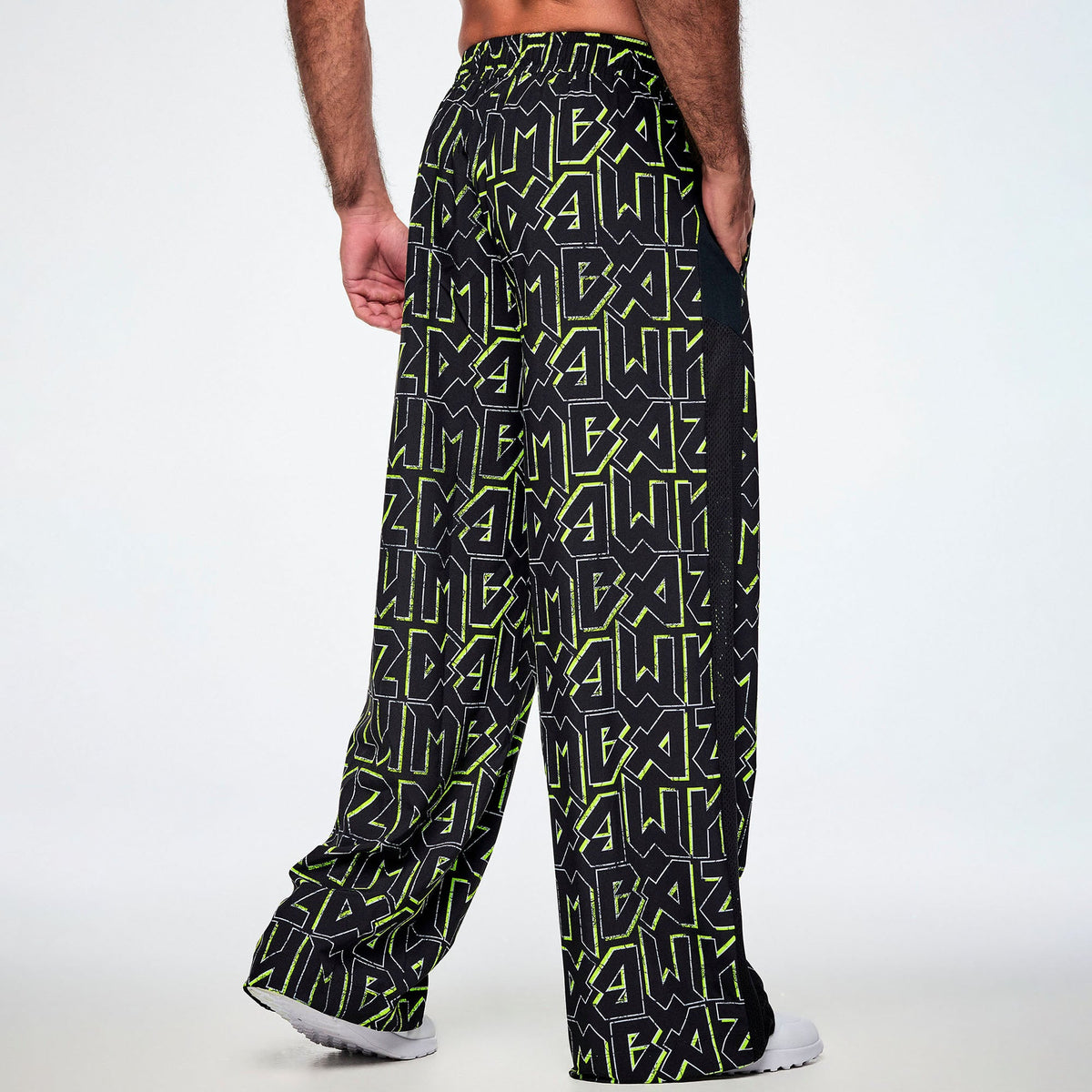 Rock 'n' Roll High Waisted Wide Leg Track Pants - Black/Yellow Z1B000908