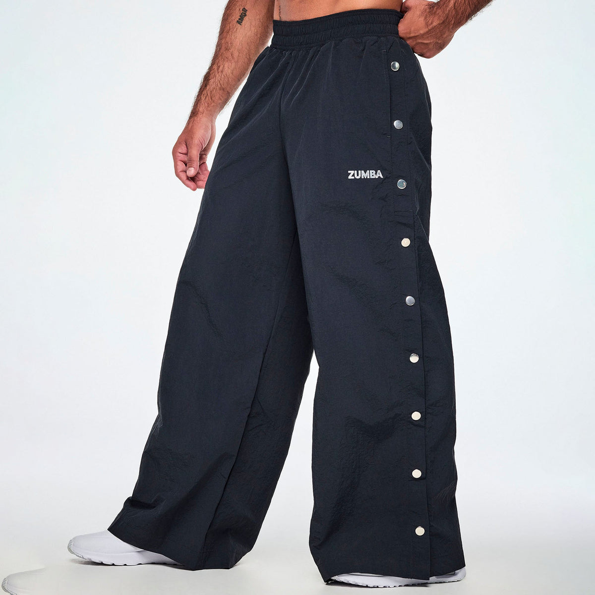 Rock 'n' Roll Wide Leg Pants With Side Snaps - Bold Black Z1B000910