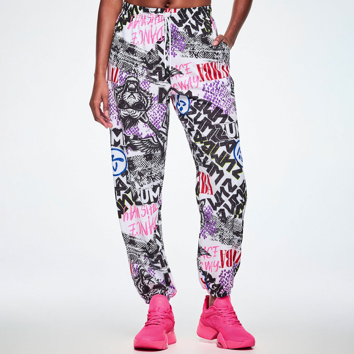 Rock 'n' Roll Slouch Woven Pants - White/Black Z1B000913