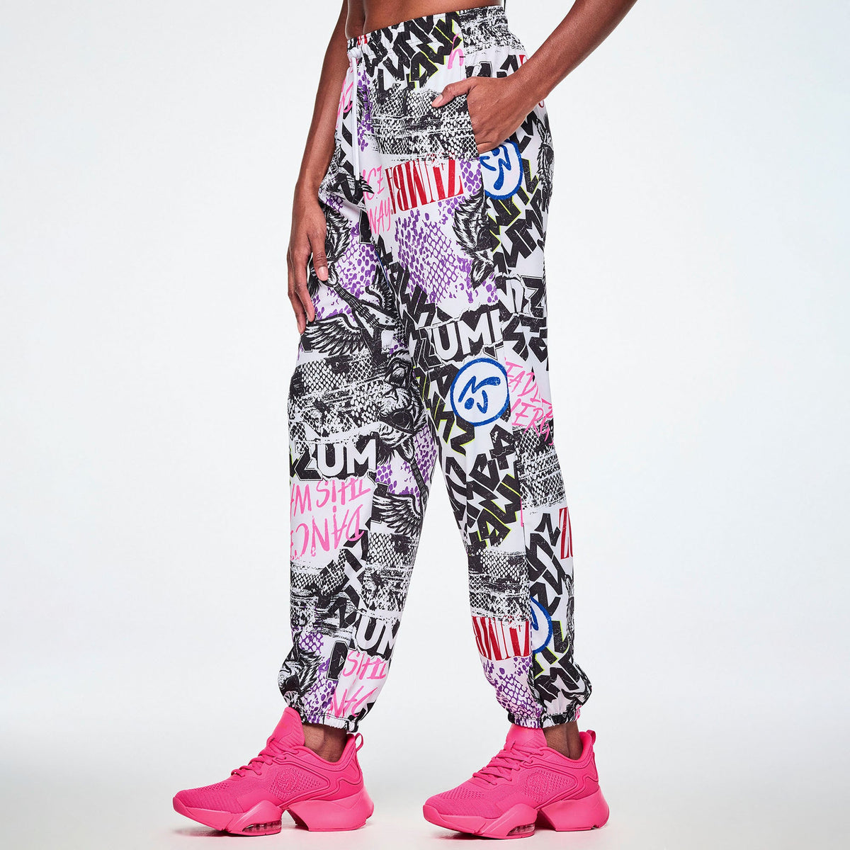 Rock 'n' Roll Slouch Woven Pants - White/Black Z1B000913