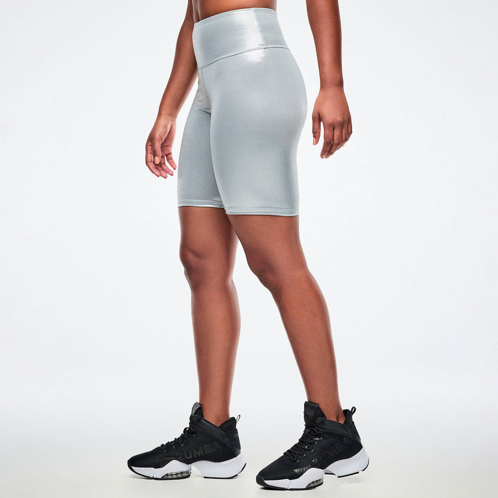 Dale-Z High Waisted Biker Short - Silver Z1B000915