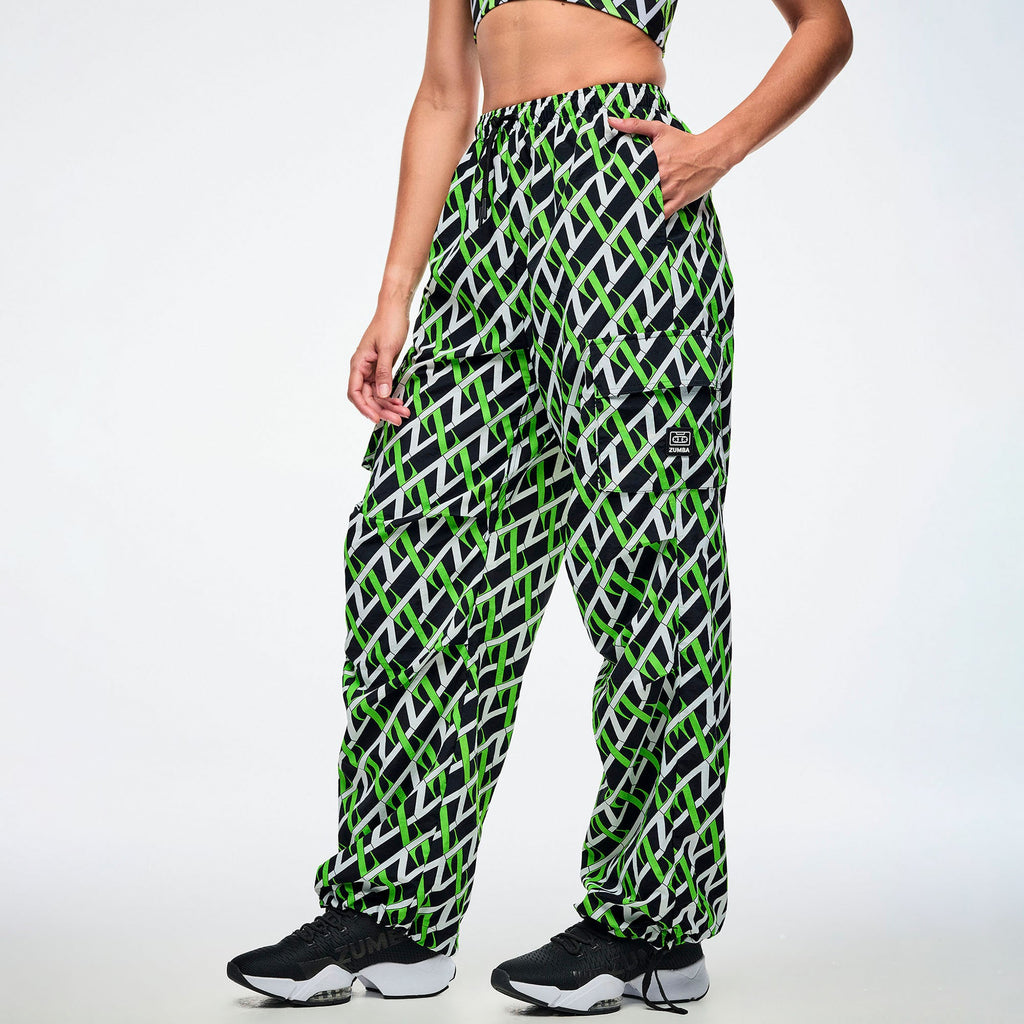 Dale-Z Woven Oversized Cargo Pants - Green/Black Z1B000924