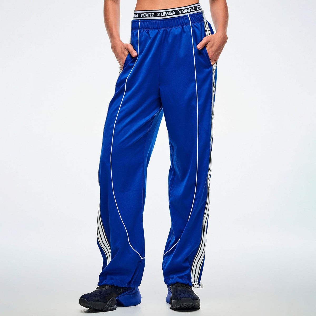 Dale-Z Double Waisted Slouch Woven Pants - Blue/White Z1B000925